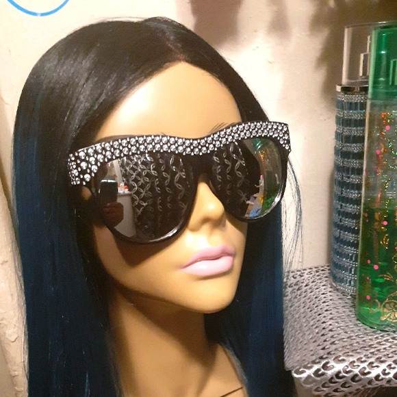 🕶Rhinestone💎Studded Mirror💎Lens Sunglasses🕶 - Picture 3 of 9